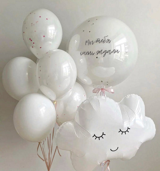 Hēlija Balonu Kompozīcija "Baltais Mākonis" | Balloonparty.lv