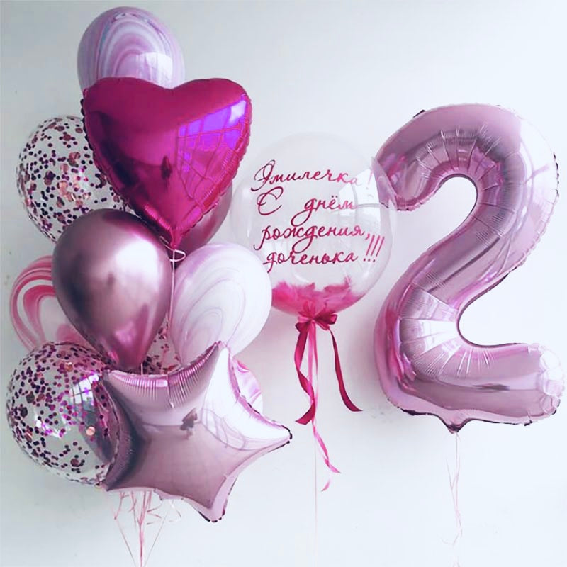 Hēlija Balonu Kompozīcija "Rozā Noskaņa" | Balloonparty.lv
