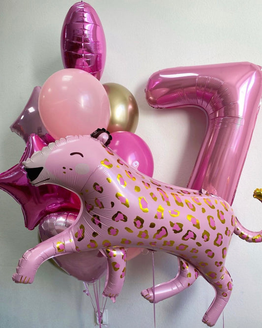 Hēlija balonu kompozīcija "Rozā Leopards"