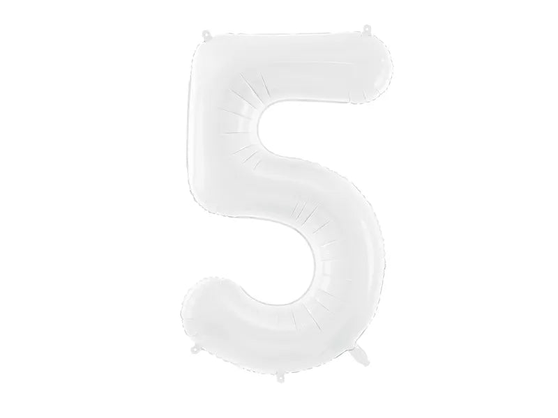 Hēlija Balons Folijas Cipars "5" (pieci) | Balts | Balloonparty.lv