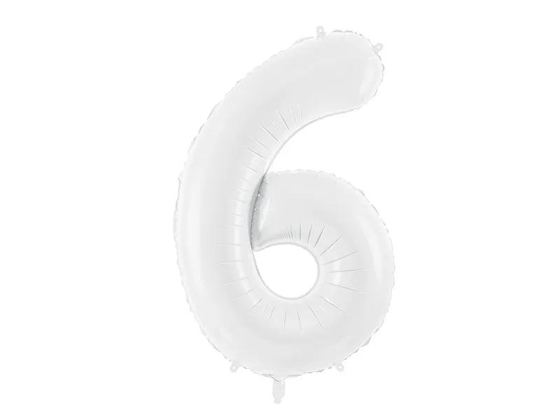 Hēlija Balons Folijas Cipars "6" (seši) | Balts | Balloonparty.lv