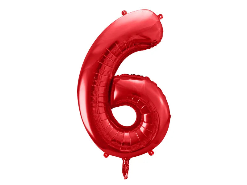 Hēlija Balons Folijas Cipars "6" (seši) | Sarkans | Balloonparty.lv