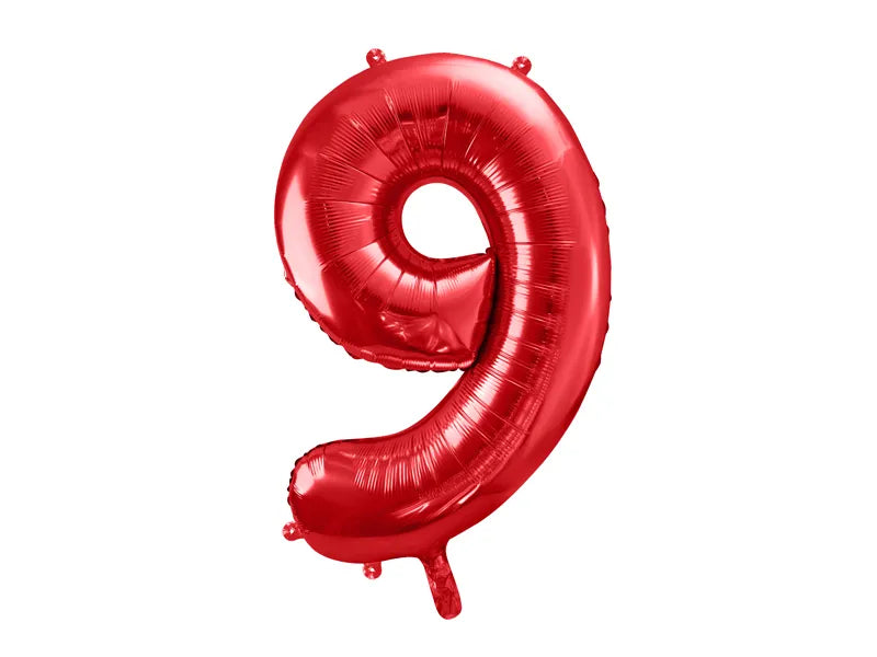 Hēlija Balons Folijas Cipars "9" (deviņi) | Sarkans | Balloonparty.lv
