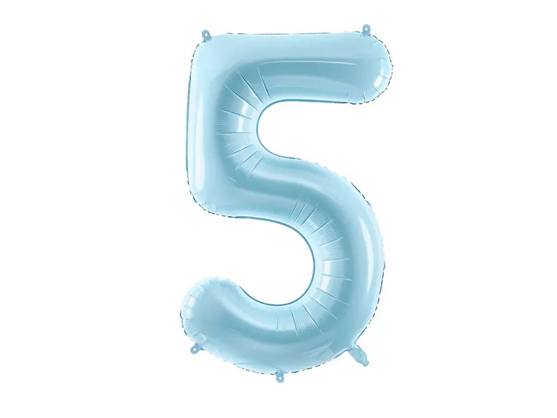 Hēlija Balons Folijas Cipars "5" (pieci) | Gaiši Zils | Balloonparty.lv