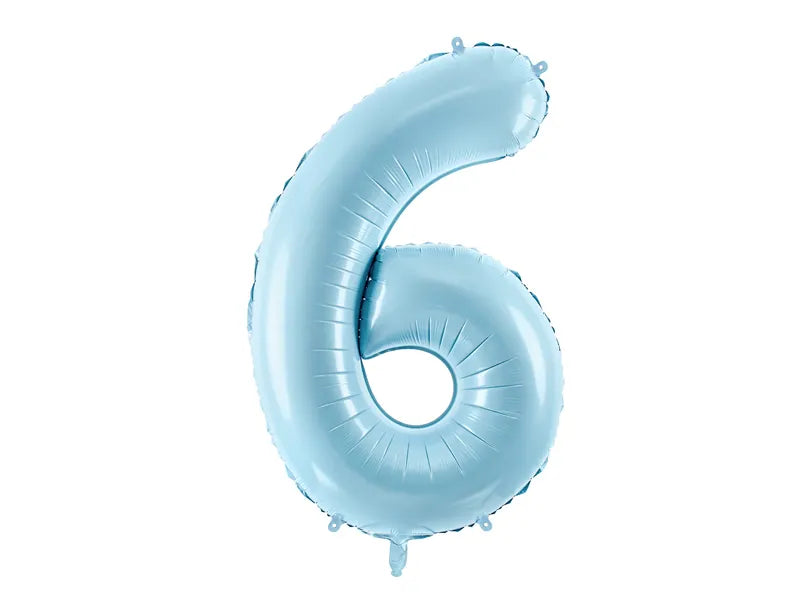Hēlija Balons Folijas Cipars "6" (seši) | Gaišī Zils | Balloonparty.lv