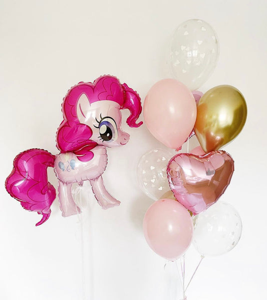 Hēlija balonu kompozicīja "Rozā ponijs"